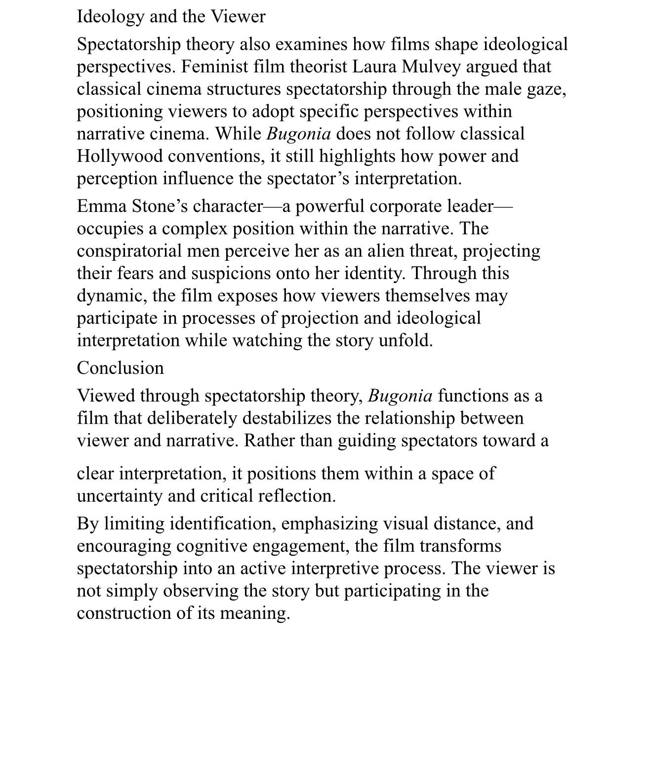 Bugonia (2025): Spectatorship and the Construction of Meaning